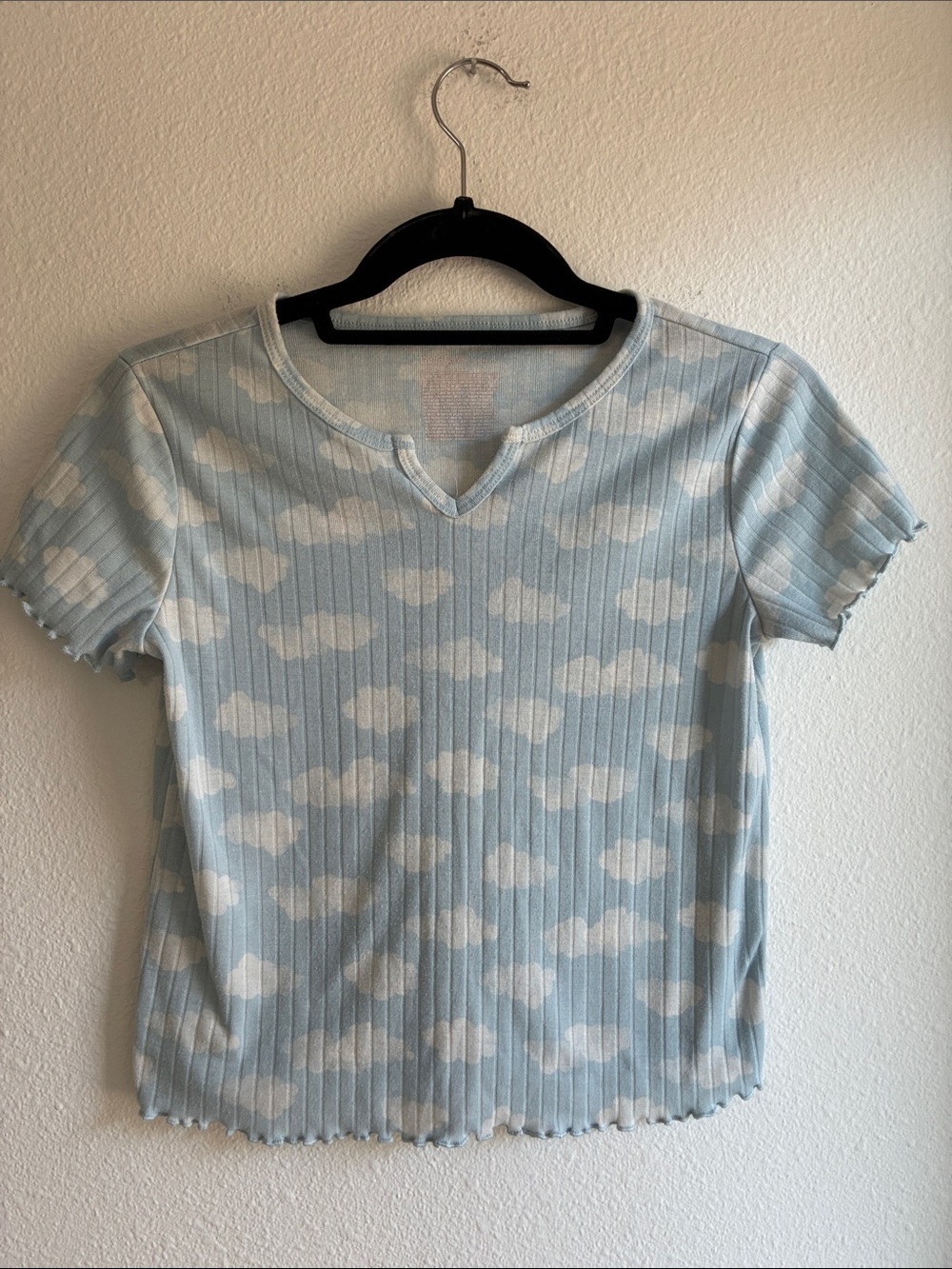 Cat & Jack Sky Blue Cloud Ribbed Short Sleeve Top